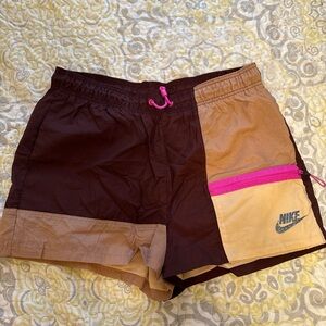 Nike Two-Tone Brown Shorts with Pink Highlights